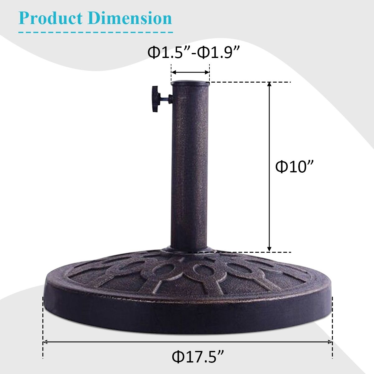 30lbs 18 Inch Heavy Duty Outdoor Patio Market Umbrella Base view 4