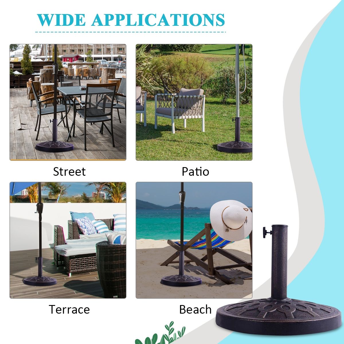30lbs 18 Inch Heavy Duty Outdoor Patio Market Umbrella Base view 6