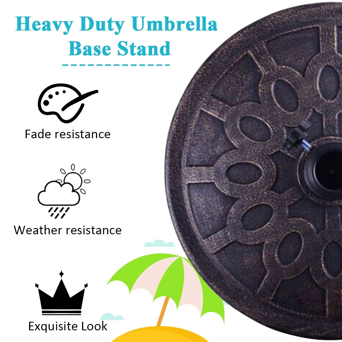 30lbs 18 Inch Heavy Duty Outdoor Patio Market Umbrella Base view 9