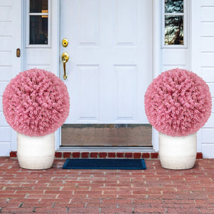 17.5 Inch Faux Purple Eucalyptus Decorative Balls with 7 Layers Leaves for Backyard Porch Garden and Wedding-Pink view 2