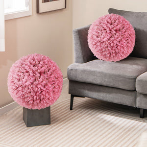 17.5 Inch Faux Purple Eucalyptus Decorative Balls with 7 Layers Leaves for Backyard Porch Garden and Wedding-Pink view 3
