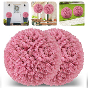 17.5 Inch Faux Purple Eucalyptus Decorative Balls with 7 Layers Leaves for Backyard Porch Garden and Wedding-Pink view 4