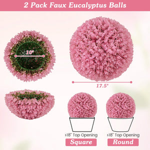 17.5 Inch Faux Purple Eucalyptus Decorative Balls with 7 Layers Leaves for Backyard Porch Garden and Wedding-Pink view 5