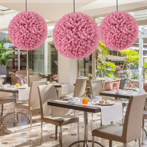 17.5 Inch Faux Purple Eucalyptus Decorative Balls with 7 Layers Leaves for Backyard Porch Garden and Wedding-Pink view 6