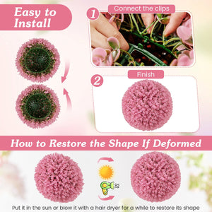 17.5 Inch Faux Purple Eucalyptus Decorative Balls with 7 Layers Leaves for Backyard Porch Garden and Wedding-Pink view 9