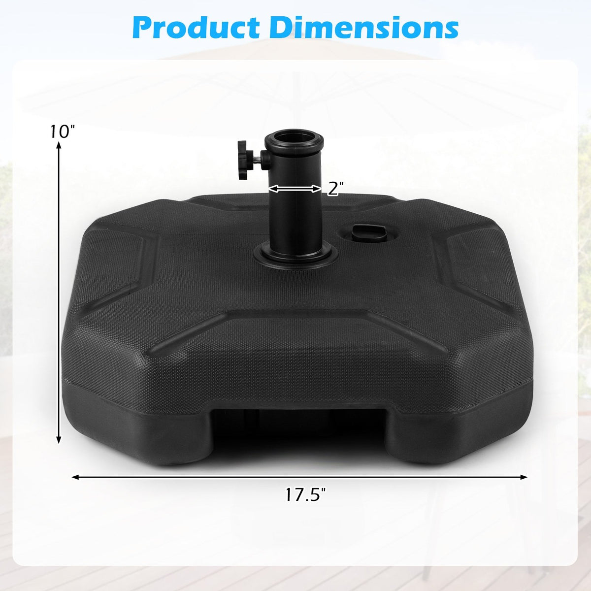 17 Inch 88 LBS Heavy-Duty Fillable Umbrella Base with Handle view 5