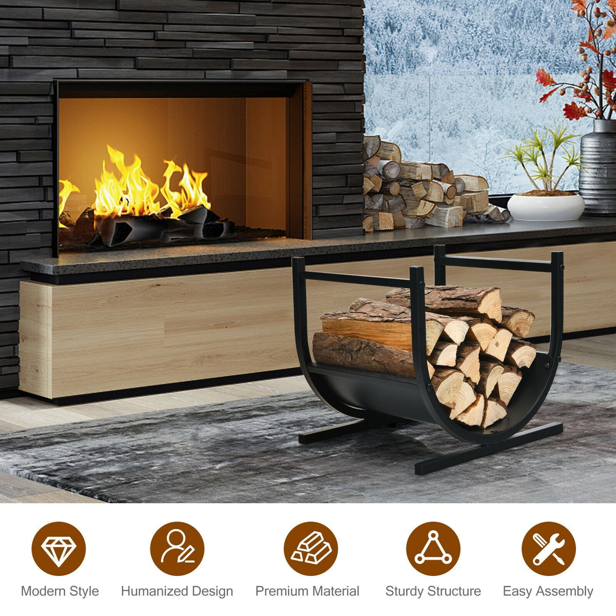 17 Inch U-Shaped Firewood Rack Steel view 3