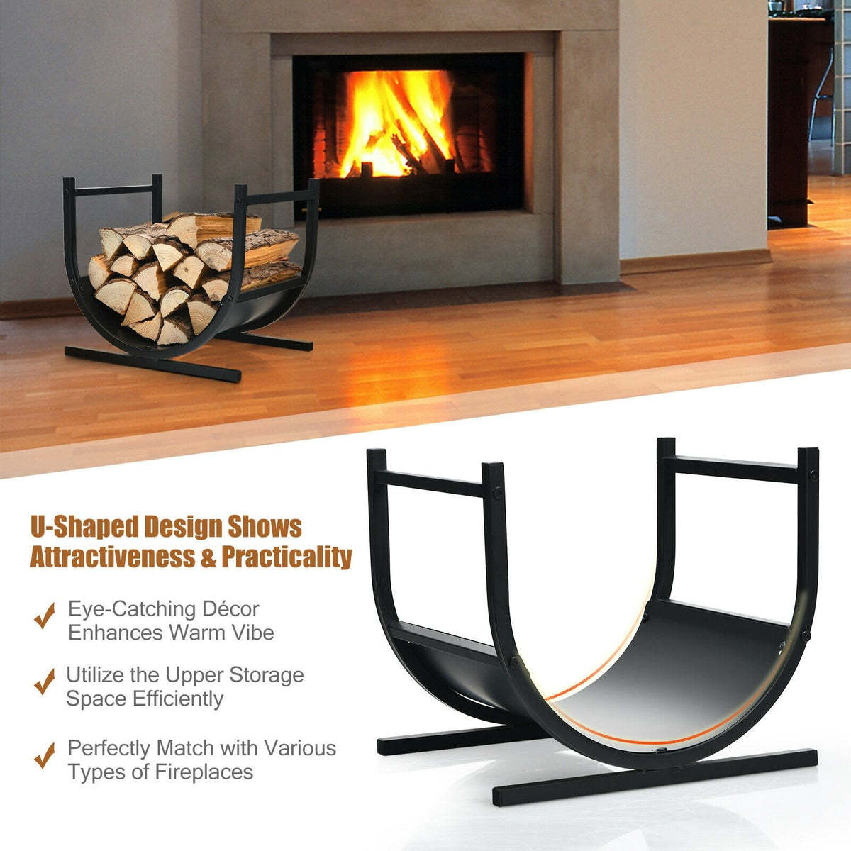 17 Inch U-Shaped Firewood Rack Steel view 5