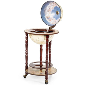 17 Inch Italian Style Design Wooden Globe Liquor Bottle Wine Rack with Wheels view 7