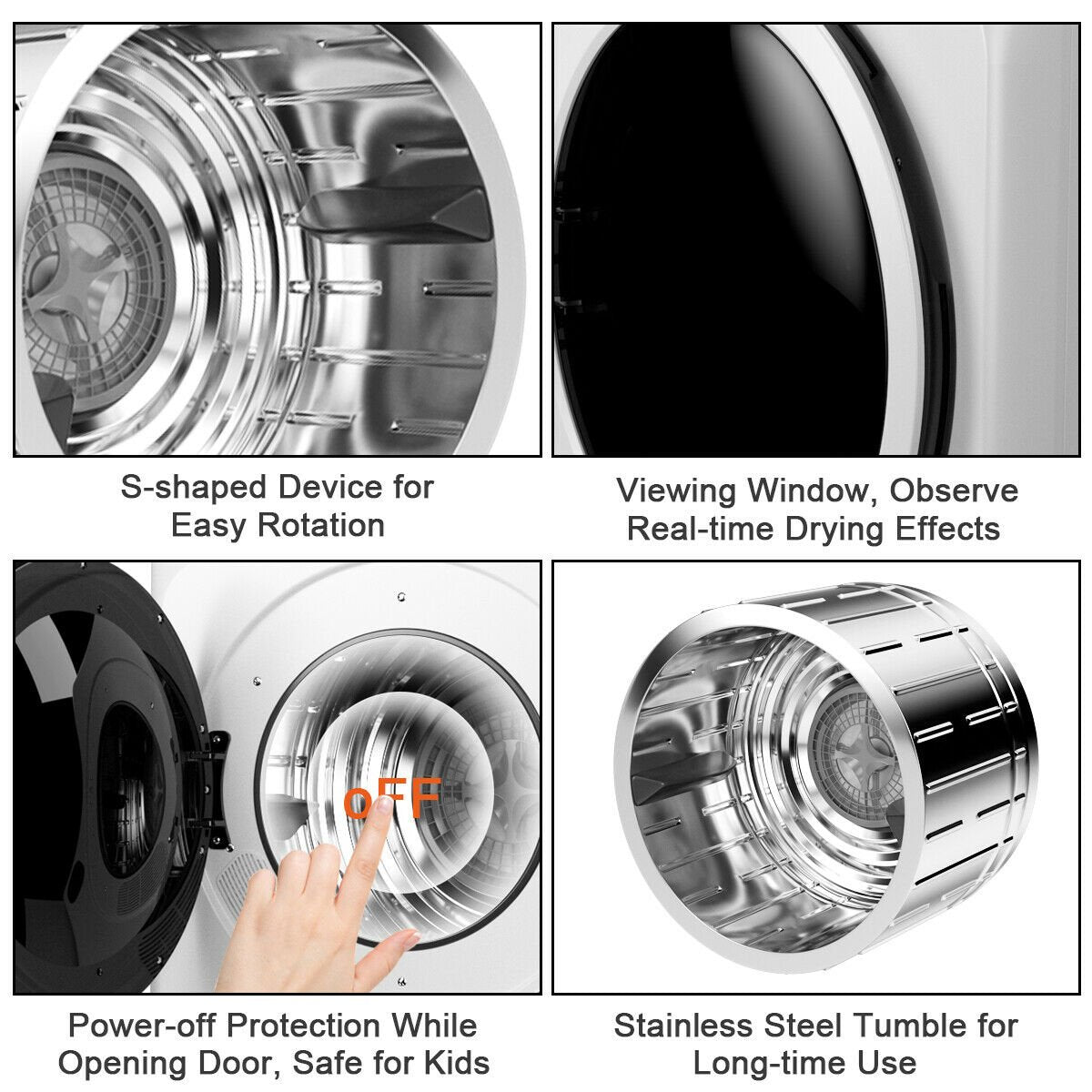 1700W Electric Dryer Portable Tumble Dryer with Steel Tub view 8