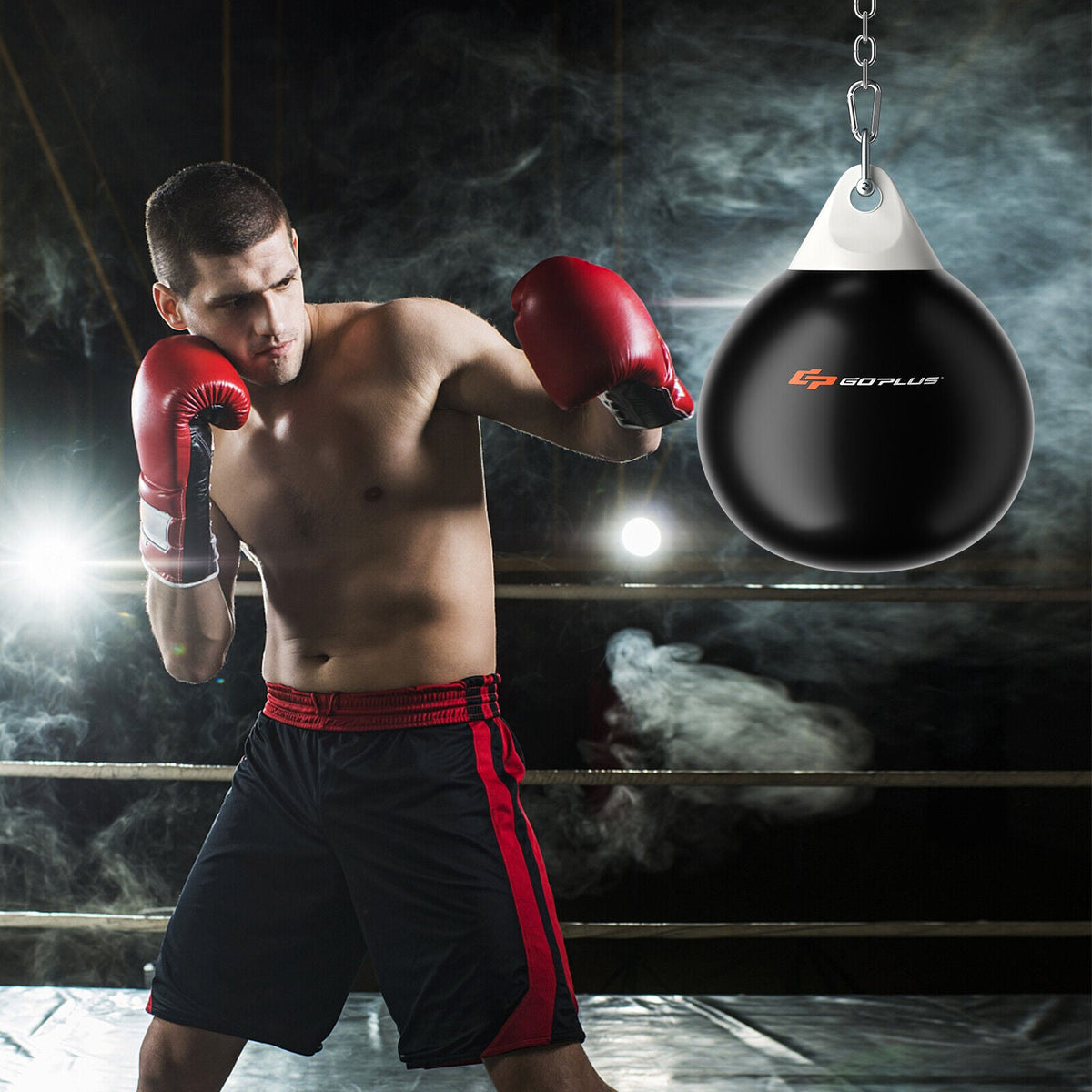 18 Inch 110 Pound Heavy Punching Water Aqua Bag with Adjustable Metal Chain-Black view 2