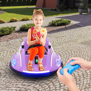 12V Electric Ride On Car with Remote Control and Flashing LED Lights-Purple view 3
