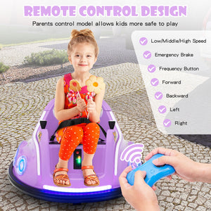 12V Electric Ride On Car with Remote Control and Flashing LED Lights-Purple view 7