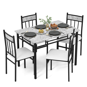 5 Pieces Faux Marble Dining Set Table with Solid Steel Frame view 4