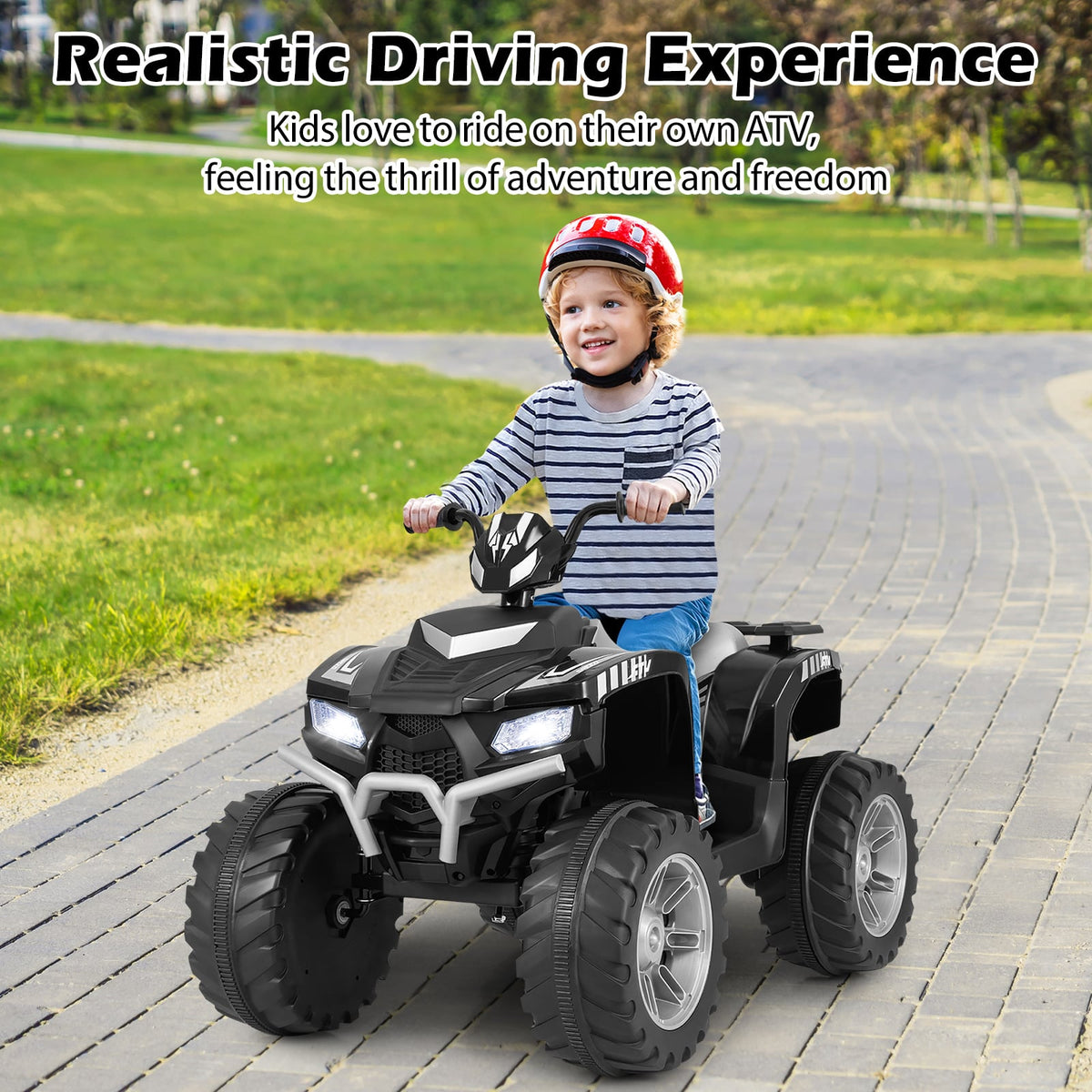 24V Kids Ride-On Electric ATV with Wireless Connection for Toddlers 3-8 Years Old-Black view 2