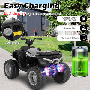 24V Kids Ride-On Electric ATV with Wireless Connection for Toddlers 3-8 Years Old-Black view 9