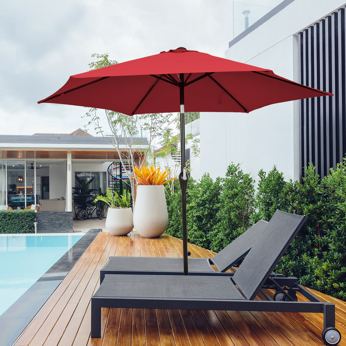 10 Feet Outdoor Patio Umbrella with Tilt Adjustment and Crank view 6