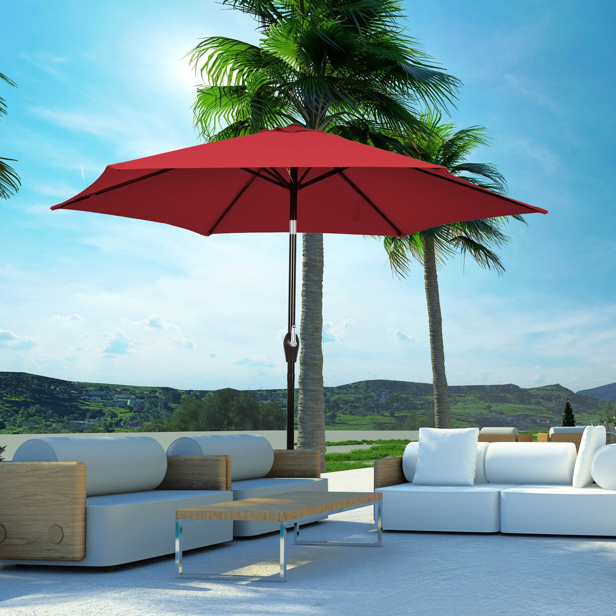 10 Feet Outdoor Patio Umbrella with Tilt Adjustment and Crank view 7
