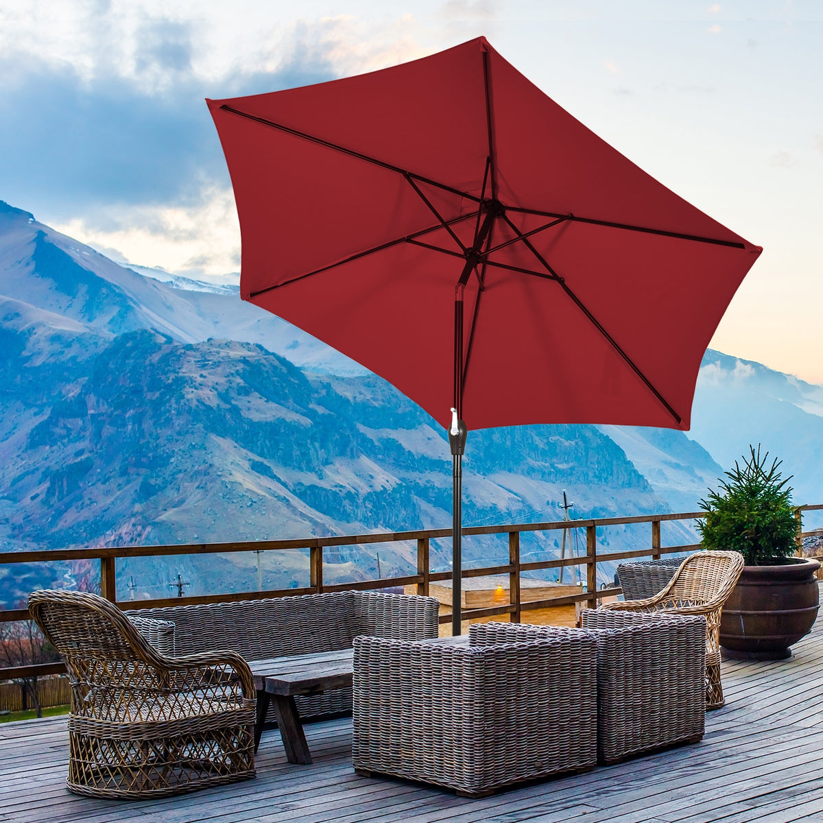 10 Feet Outdoor Patio Umbrella with Tilt Adjustment and Crank view 8
