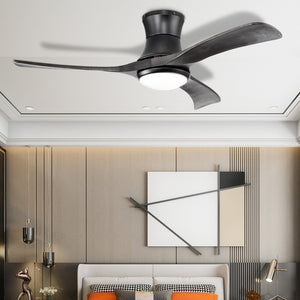52 Inch Flush Mount Ceiling Fan with LED Light-Black view 2