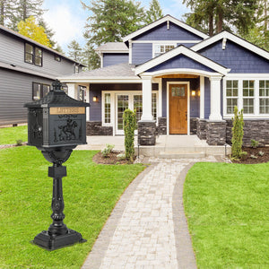 Retro Cast Aluminum Mailbox Security Postal Letter Box with Baffle Door-Black view 6
