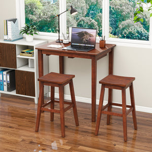 3-Piece Bar Table Set with Pub Table and 2 Saddle Stools-Espresso view 3