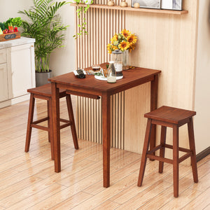 3-Piece Bar Table Set with Pub Table and 2 Saddle Stools-Espresso view 6