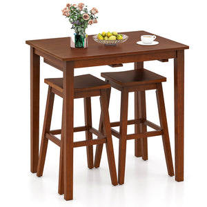 3-Piece Bar Table Set with Pub Table and 2 Saddle Stools-Espresso view 7