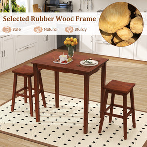 3-Piece Bar Table Set with Pub Table and 2 Saddle Stools-Espresso view 8