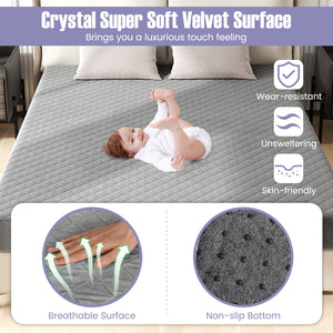 Twin/Queen/King Size Mattress Protector Luxury Super Soft Velvet Mattress Topper-Queen Size view 9