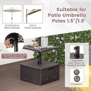 175 LBS Outdoor Fillable Umbrella Base with Table Tray-Brown view 8
