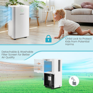 1750 Sq. Ft 32 Pints Dehumidifier with Auto Defrost and 24H Timer Drain Hose-White view 5