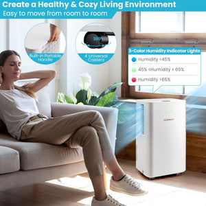 1750 Sq. Ft 32 Pints Dehumidifier with Auto Defrost and 24H Timer Drain Hose-White view 6