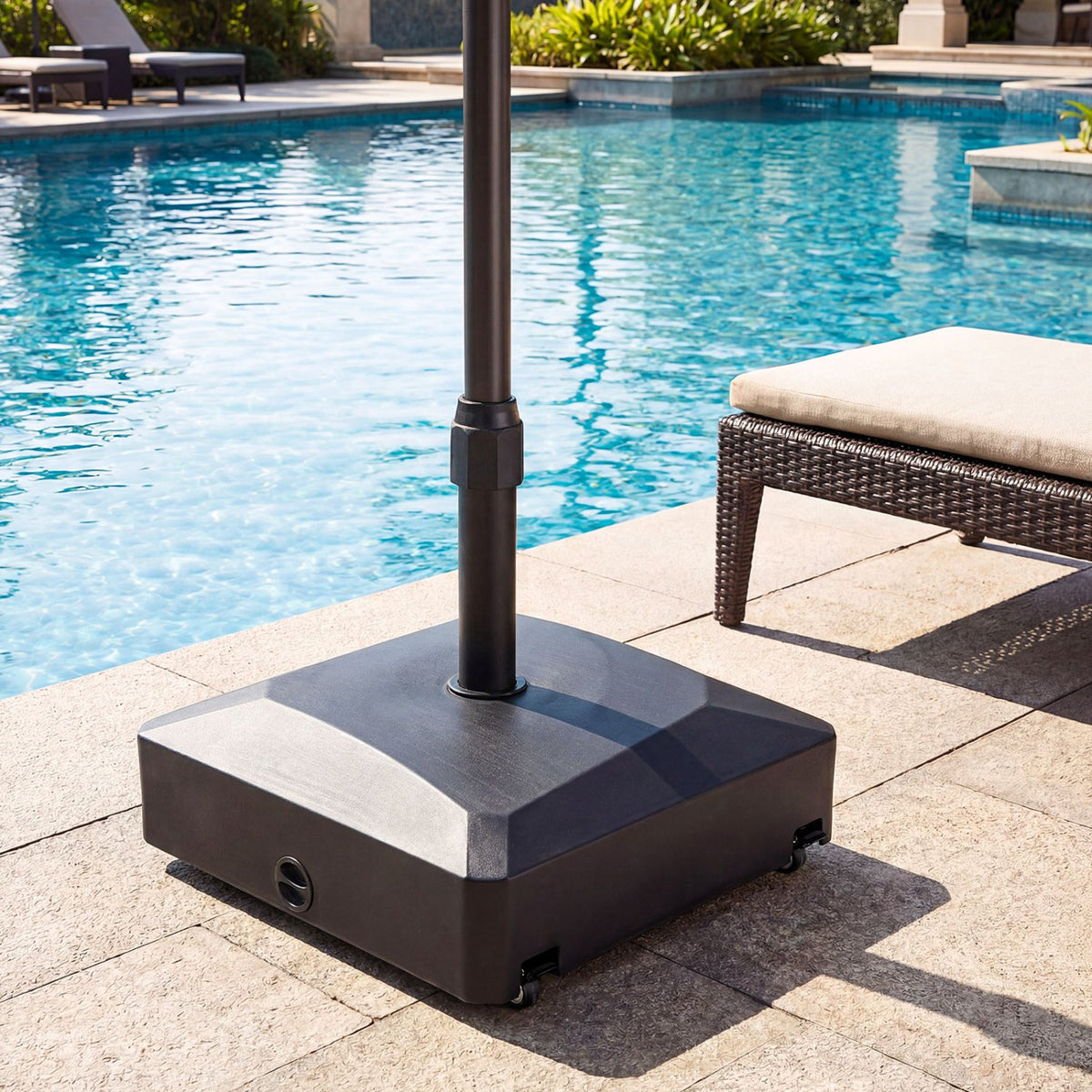 176 LBS Fillable Mobile Umbrella Base with 4 Wheels and 2 Locks-Black view 2