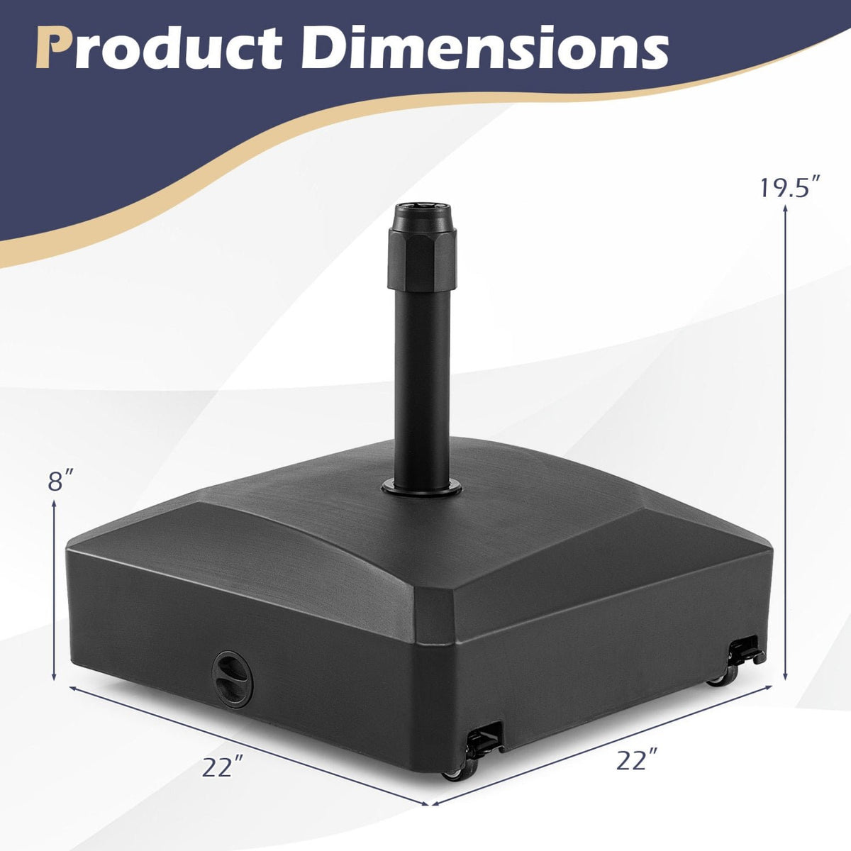 176 LBS Fillable Mobile Umbrella Base with 4 Wheels and 2 Locks-Black view 5