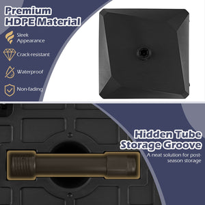 176 LBS Fillable Mobile Umbrella Base with 4 Wheels and 2 Locks-Black view 8