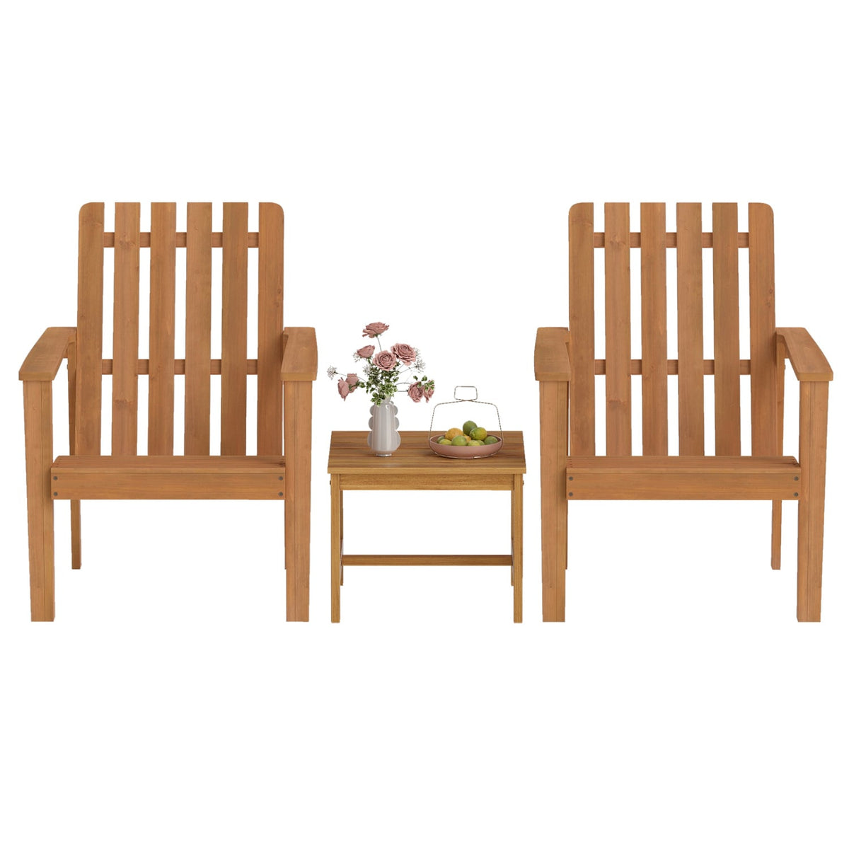 17” Square Patio Acacia Wood Side Table with Slatted Tabletop-Set of 1