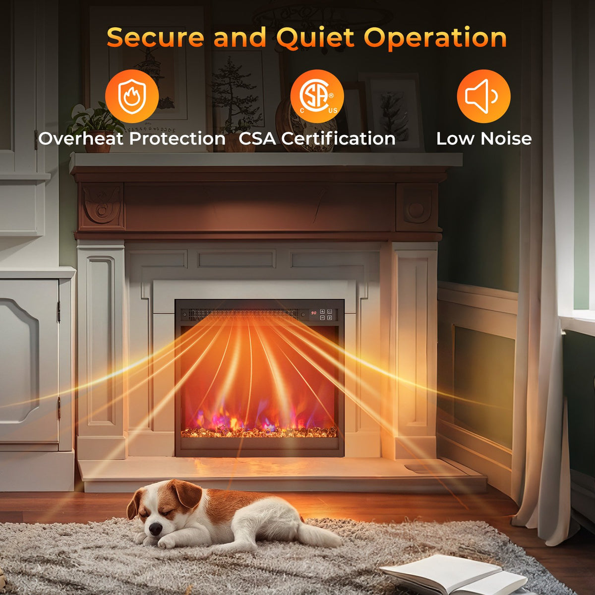 18/23/26 Inch 1500W Electric Fireplace Insert with Remote Control-18 inches view 9