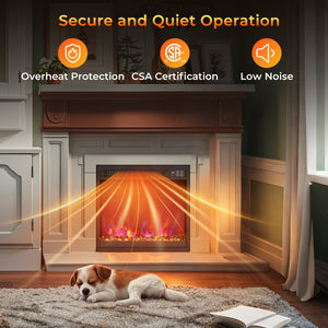 18/23/26 Inch 1500W Electric Fireplace Insert with Remote Control-18 inches view 9