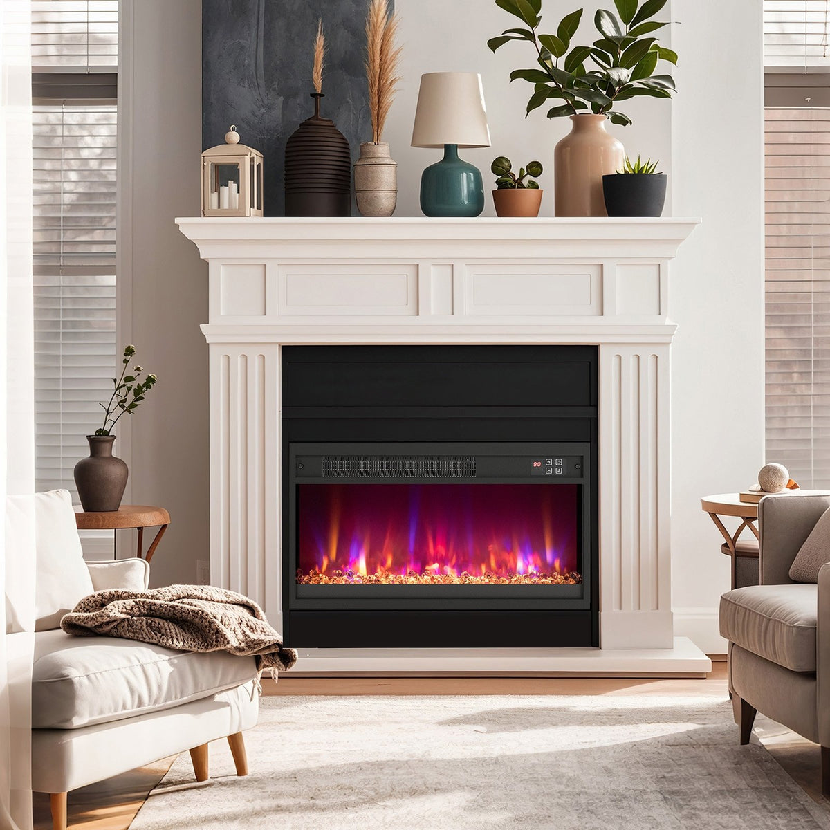 18/23/26 Inch 1500W Electric Fireplace Insert with Remote Control-23 inches view 5