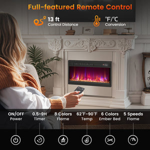 18/23/26 Inch 1500W Electric Fireplace Insert with Remote Control-23 inches view 8