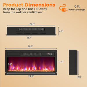 18/23/26 Inch 1500W Electric Fireplace Insert with Remote Control-26 inches view 4
