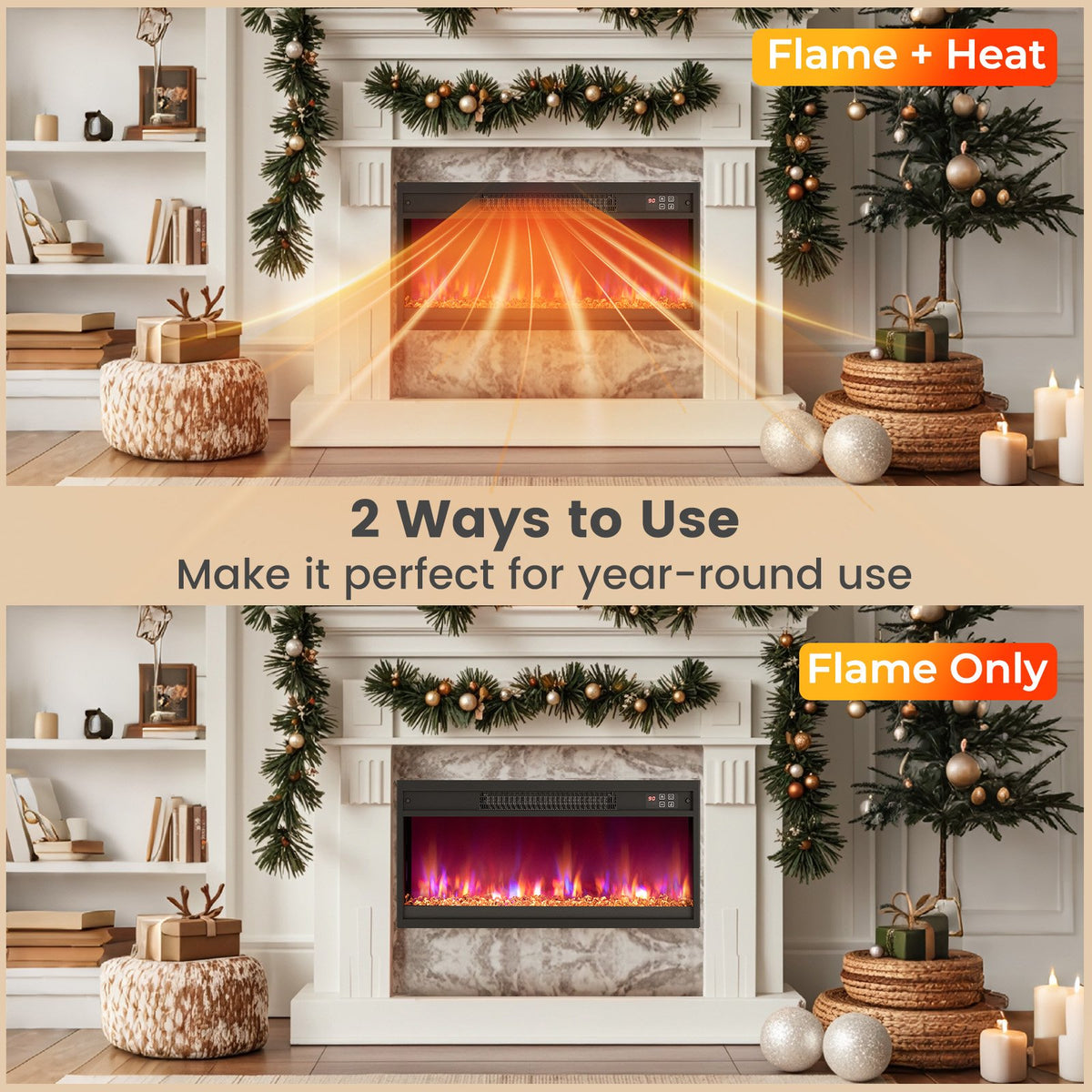 18/23/26 Inch 1500W Electric Fireplace Insert with Remote Control-26 inches view 6