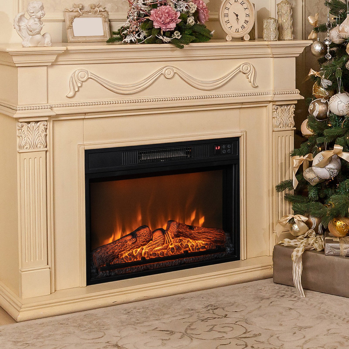 18/23 Inch Electric Fireplace Inserted with Adjustable LED Flame-23 inches view 2