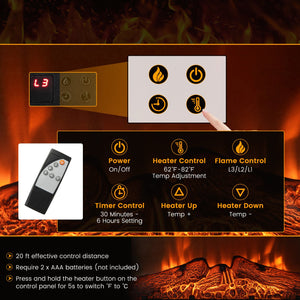 18/23 Inch Electric Fireplace Inserted with Adjustable LED Flame-23 inches view 5
