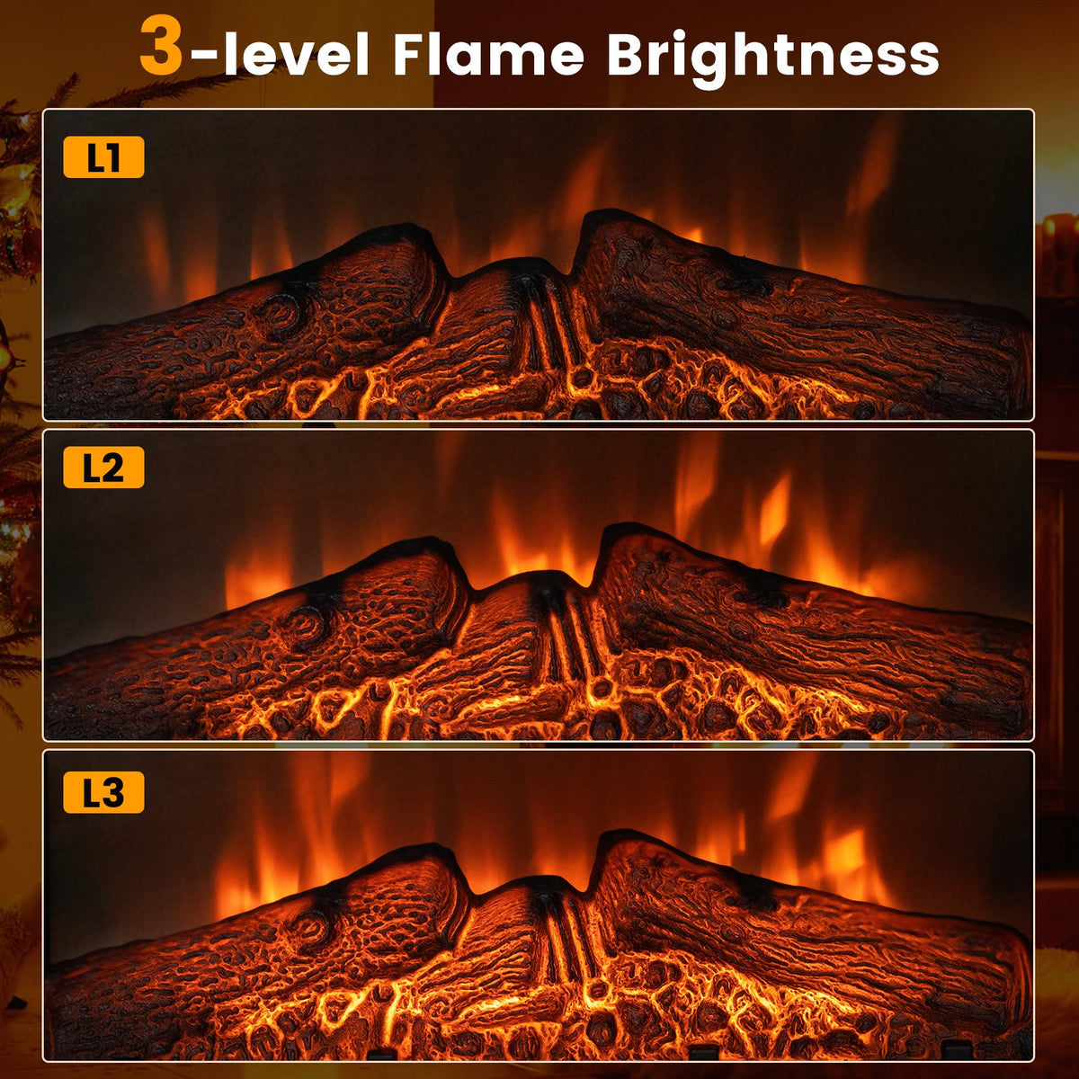 18/23 Inch Electric Fireplace Inserted with Adjustable LED Flame-23 inches view 7