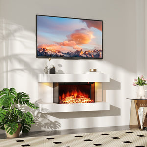 18/36 Inch 3-Sided Wall Mounted Electric Fireplace with 32/50 Inch Wide Floating Mantle-32 Inch view 3