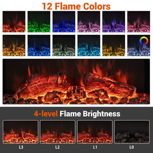 18/36 Inch 3-Sided Wall Mounted Electric Fireplace with 32/50 Inch Wide Floating Mantle-32 Inch view 6