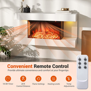 18/36 Inch 3-Sided Wall Mounted Electric Fireplace with 32/50 Inch Wide Floating Mantle-32 Inch view 8