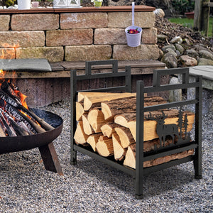 18.5 Inch Metal Firewood Rack with Dual Handles view 3